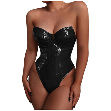Sexy Strapless Bodysuit for Ladies / Wet Look Sleeveless Jumpsuit / Erotic Women's Lingerie - EVE's SECRETS